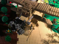 a lego model of a plane in the jungle