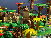 a lego model of a jungle with trees and plants